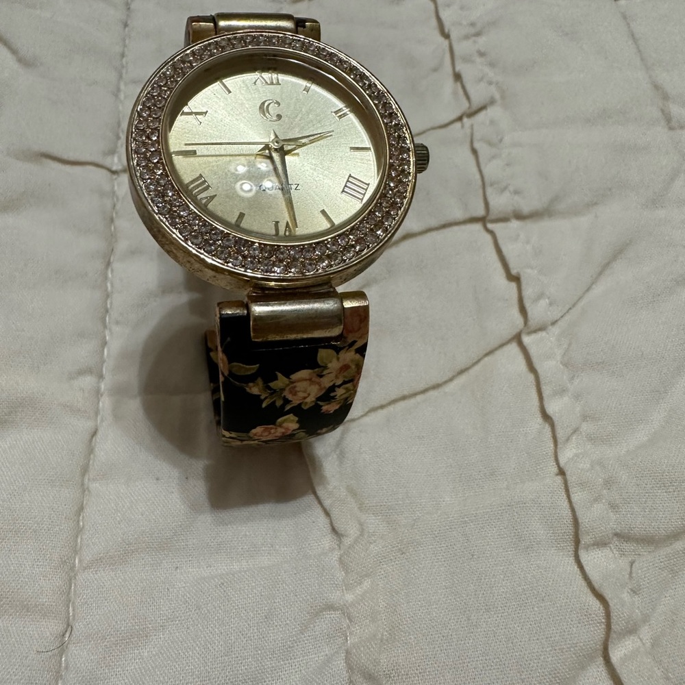 Ladies Gold & Floral Watch